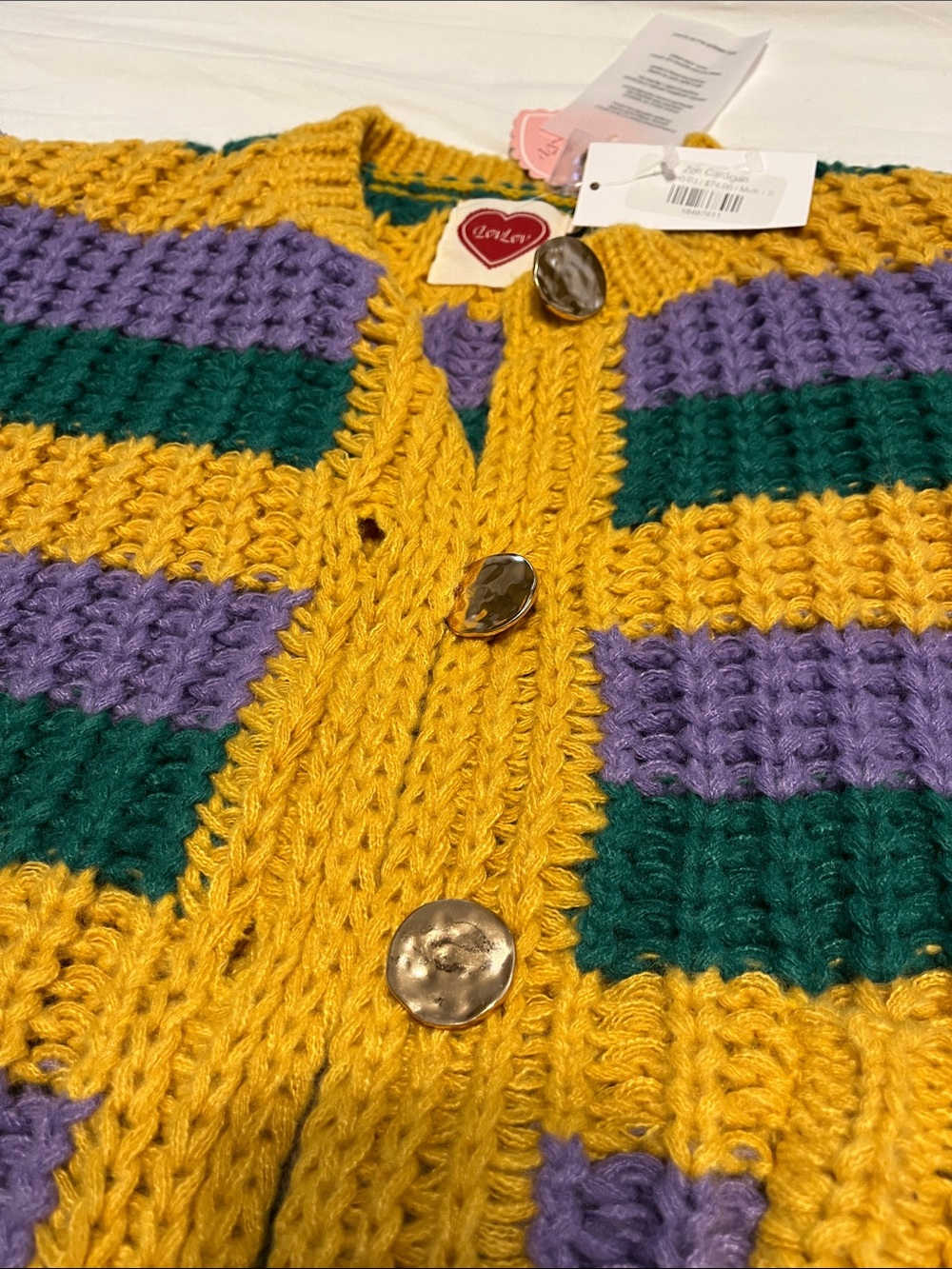 Hemline chunky Mardi Gras Cardigan